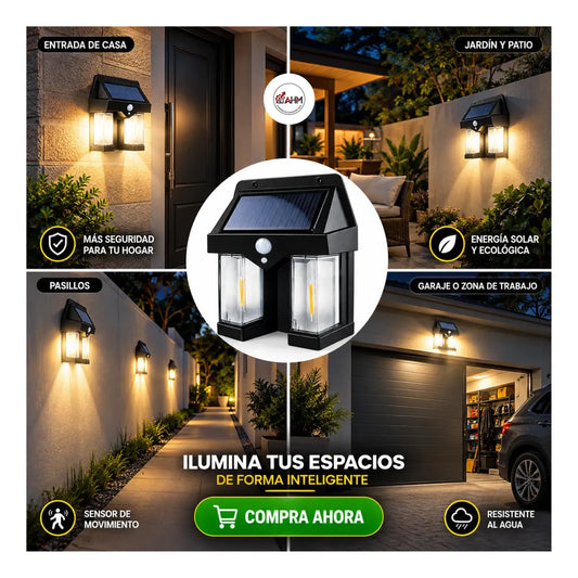 LAMPARA SOLAR EXTERIOR FOCO SENSOR