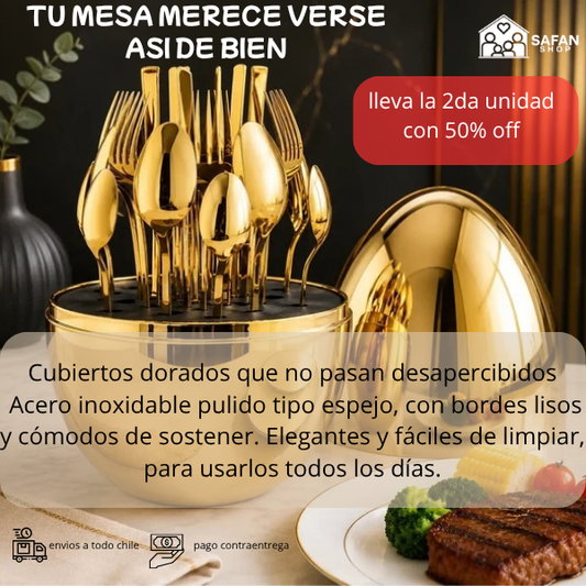 Set 24 Cubiertos Acero Inoxidable + Estuche en forma de huevo
