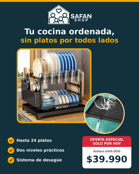 Escurridor de Platos 2 Niveles con Drenaje